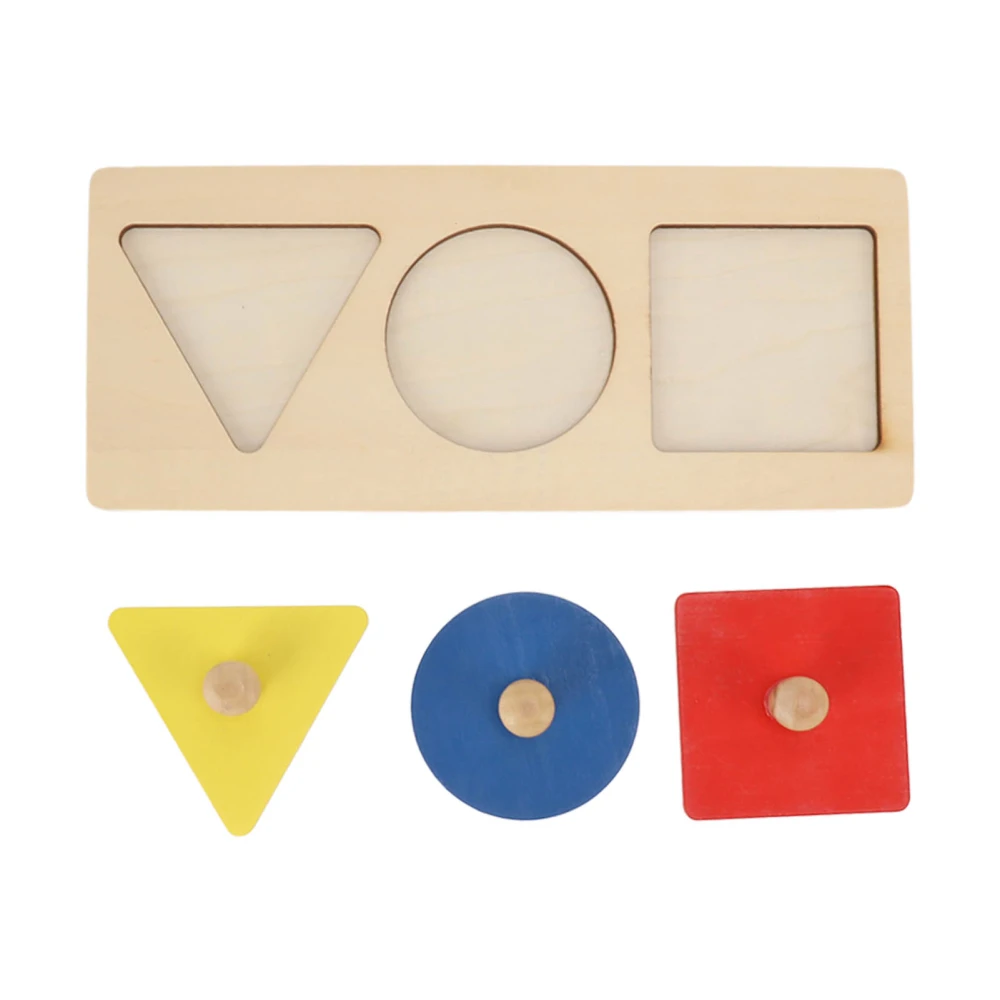 Baby Toddlers 3 Color Knob Puzzle Toy Home Party Funny Wooden Geometric Shape Puzzle Educational Toy