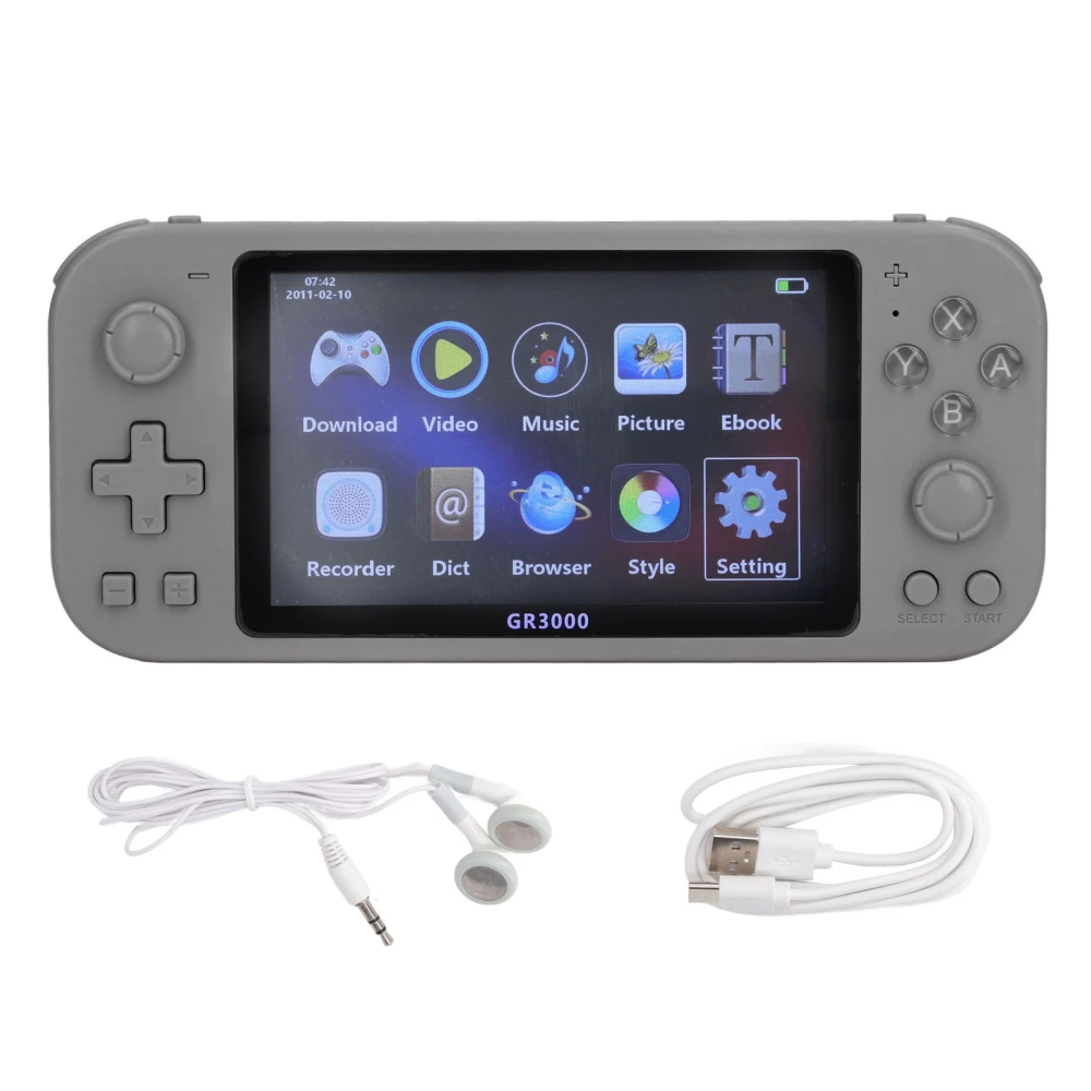 Electric Game Player 5.1in High Definition Display Portable Vintage Controller Game Console Grey