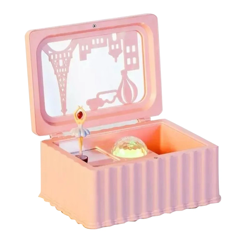 Rotating Ballerina Music Box Musical Jewelry Storage Box for Birthday Gift Desktop Decoration