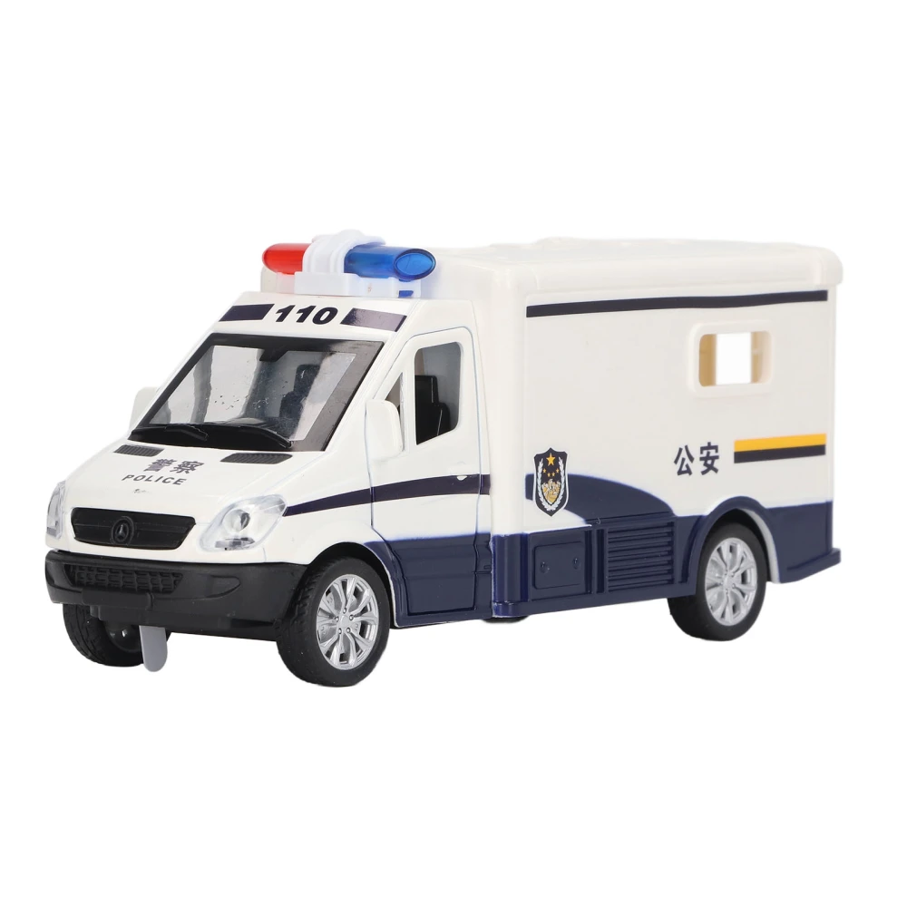 Kids Vehicle Toy 4 Door Opening Simulated Pull Back Alloy Car Model with Sound Light for Boys Girls L Police Vehicle