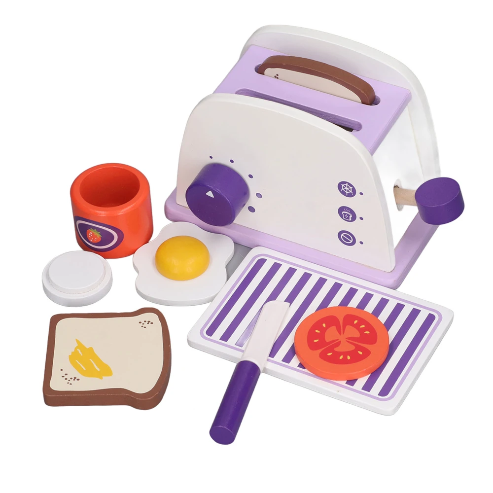 Kitchen Wooden Bread Toy Accessories Interactive Early Learning Bread Machine Toaster Toy