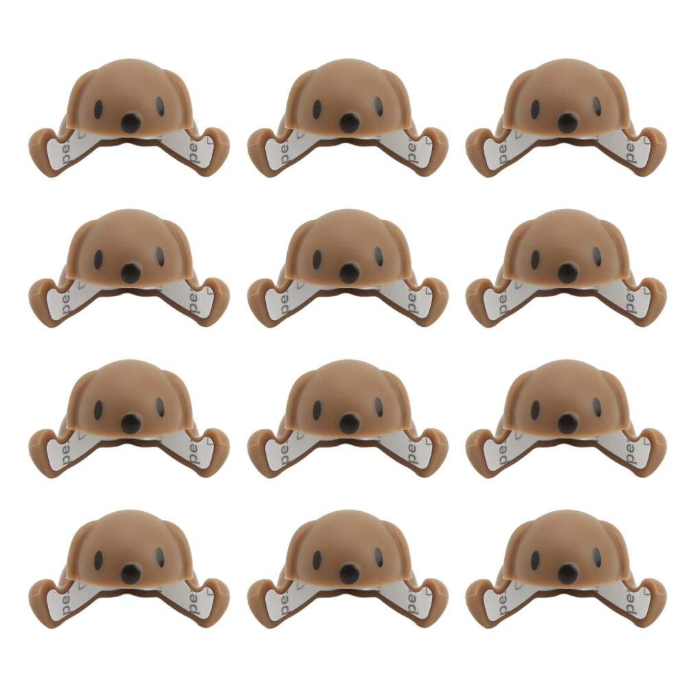 12Pcs Animal Baby Corner Guard Soft Flexible Silicone Self Adhesive Cute Animal Dog Table Corner Protector Brown