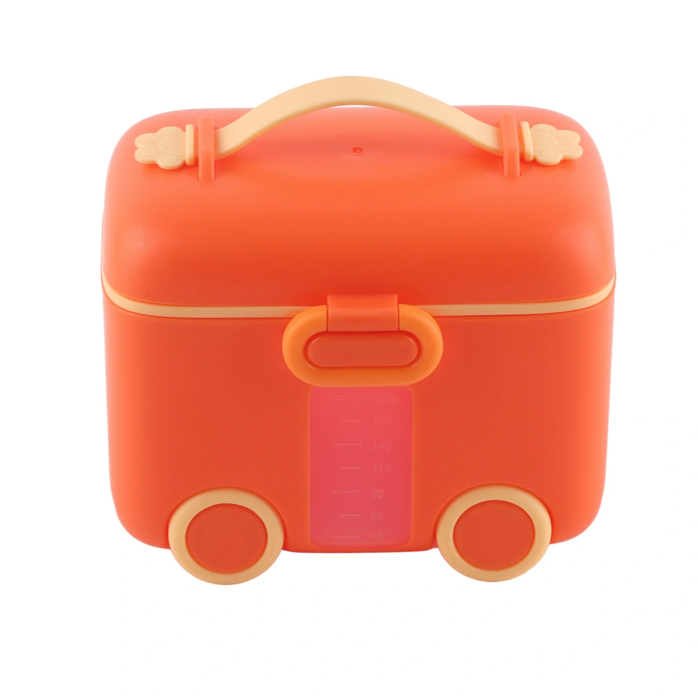 Baby Travel Milk Powder Box Safe Sealing Moist Proof Portable Milk Powder Storage Dispenser with Handle Reddish Orange