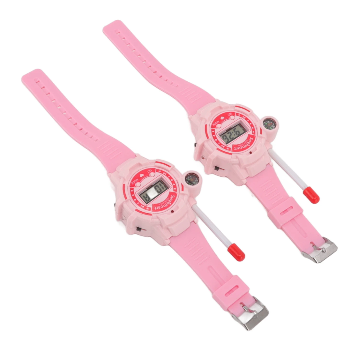 Children Walkie Talkies Watch LCD Screen Noise Reduction Telescopic Antenna Calling Walky Talky Watch Pink