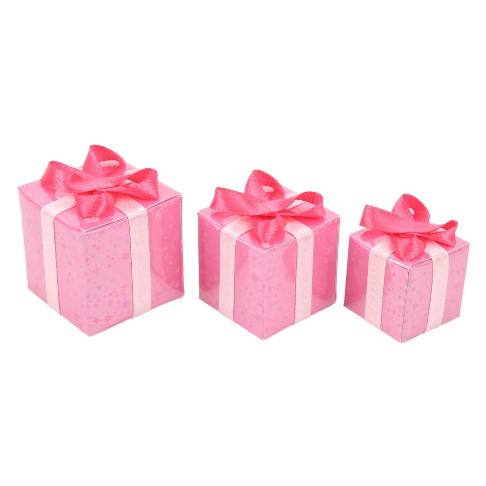 3pcs Mini Boxes Ornaments Cute Style 1/12 Scale DIY Paper Material Christmas Packages Figurine Set for Holiday Decoration