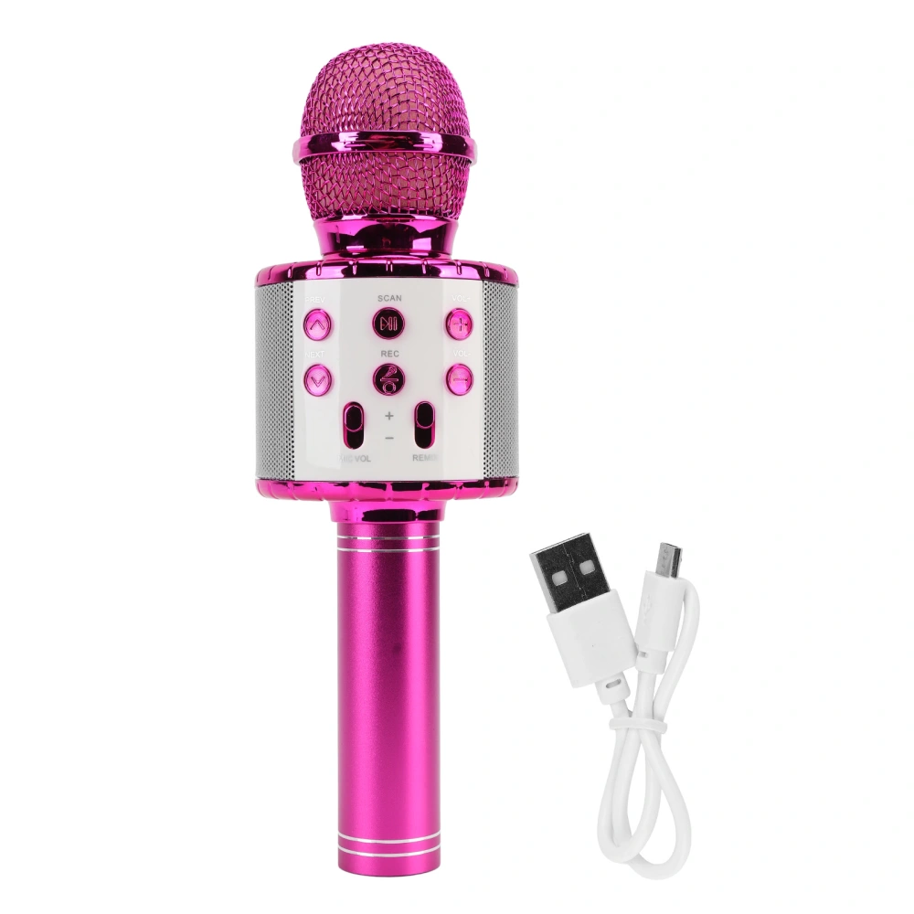 Wireless Bluetooth Karaoke Mic Multifunction HiFi Speaker Portable Wireless Capacitor Microphone with LED Light Pink