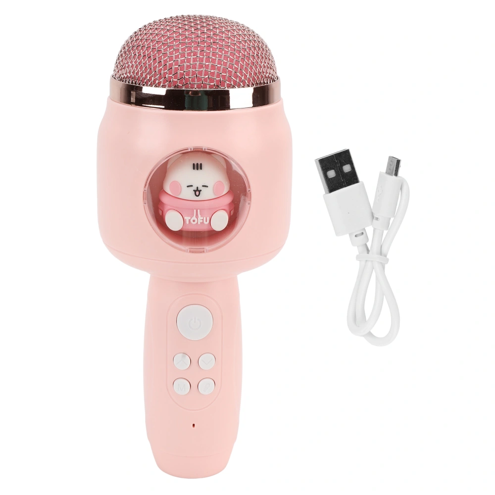 Cute Children Microphone Wireless Bluetooth Lovely Household Handheld Mic Microphone for Party Pink