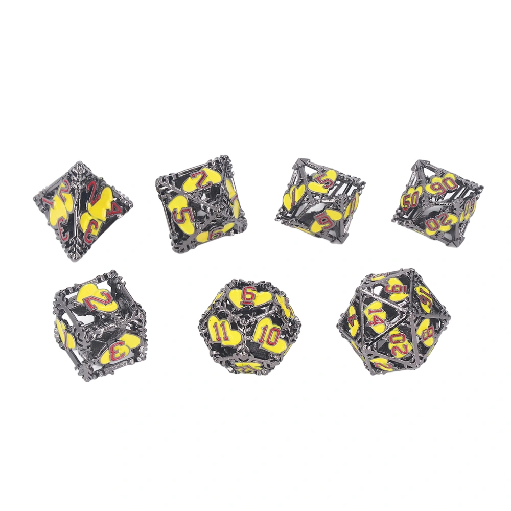 7pcs Metal Dice Set Hollow Up Different Polyhedral Shapes Clear Numbers Board Games Dice