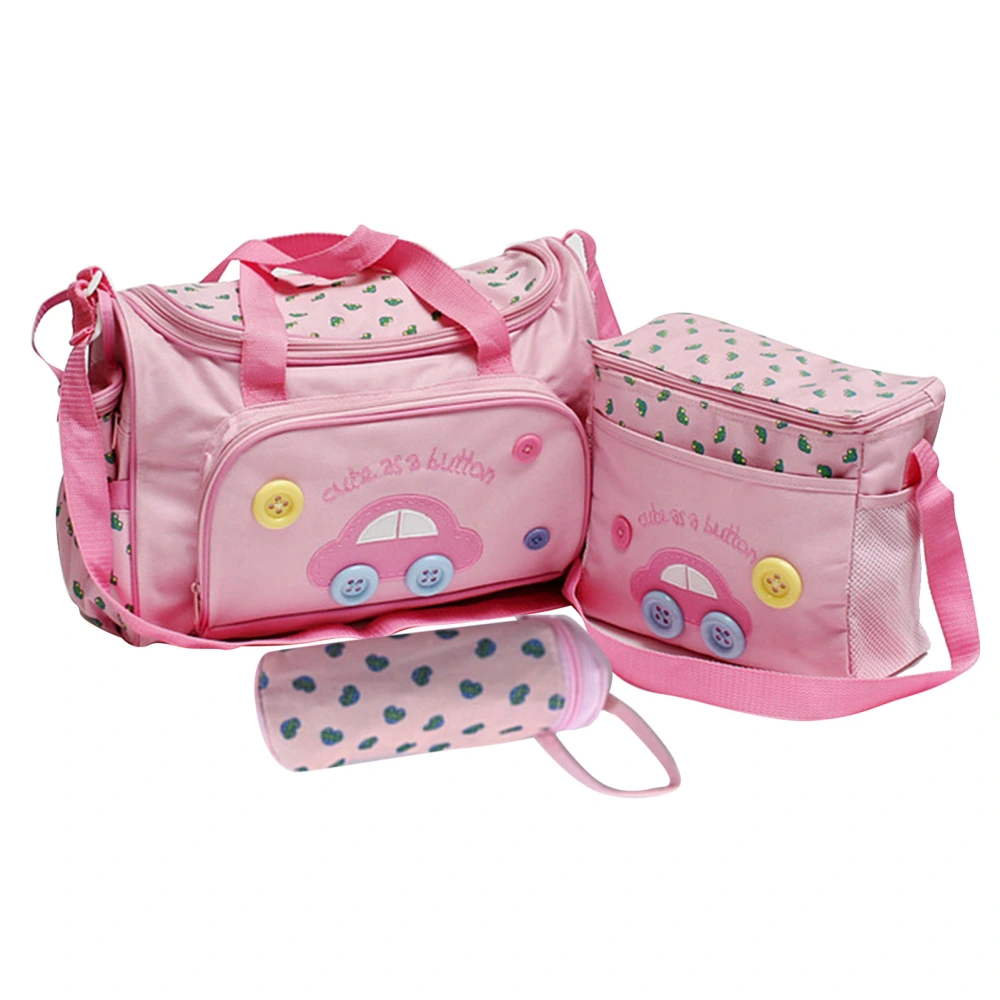 4pcs Multifunction Mommy Storage Bag Large Capacity Different Pockets Baby Stroller Diaper Bag Pink