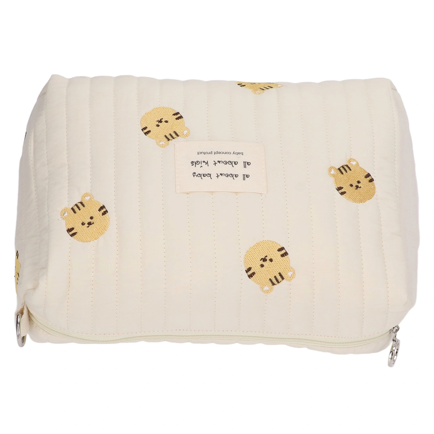 Diaper Bag Organizing Pouch Exquisite Embroidery Soft Cotton Large Capacity Stroller Bag Organizer for Travel Tiger Head