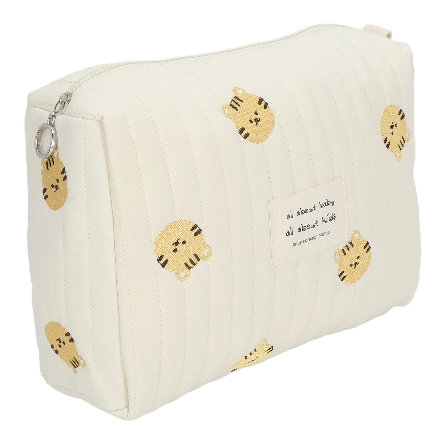Diaper Bag Organizing Pouch Exquisite Embroidery Soft Cotton Large Capacity Stroller Bag Organizer for Travel Tiger Head