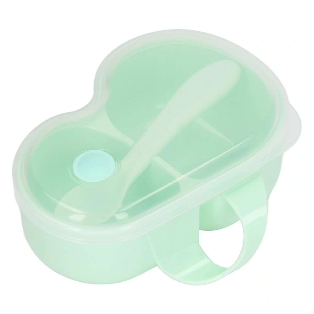 Baby Feeding Set Divided Multifunctional Portable Safe 2 Compartment Bowl Spoon Set Green