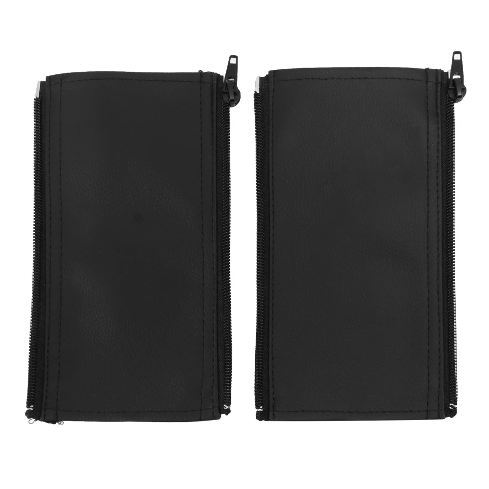 2pcs Stroller Handle Sleeve Zipper Cleanable Soft Comfortable Elastic Stroller PU Leather Cover Black