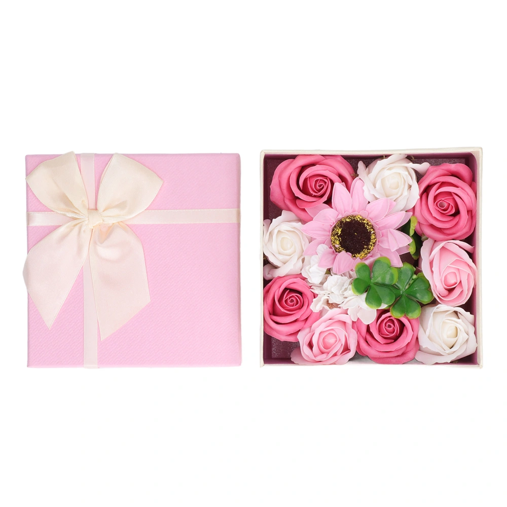 Simulation Flower Bath Soap Women Exquisite Flower Soap Gift Box for Birthday Valentines Day Christmas Pink