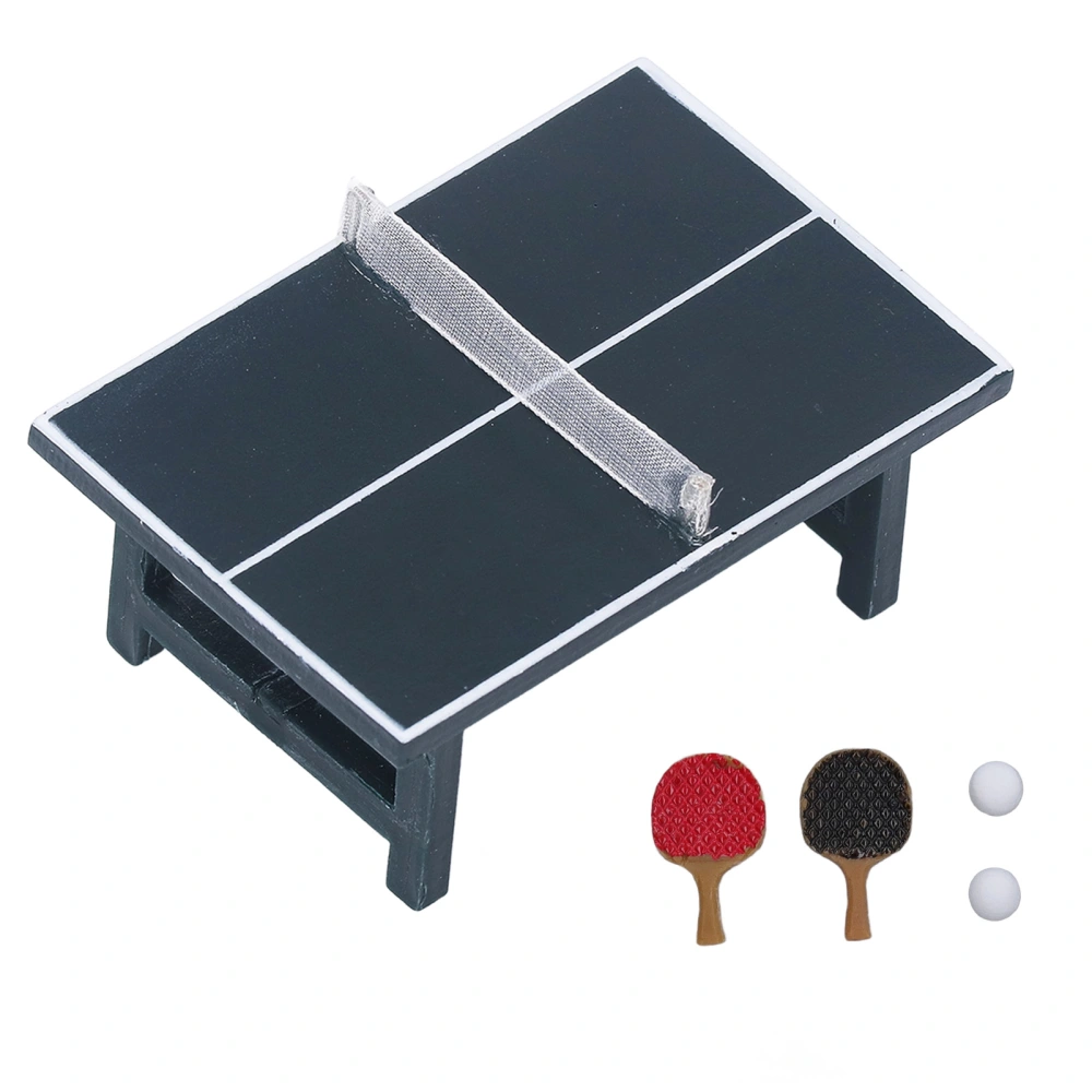 Dollhouse Table Tennis Set Resin Realistic Miniature Table Tennis Model Decoration for 1:12 Dollhouse