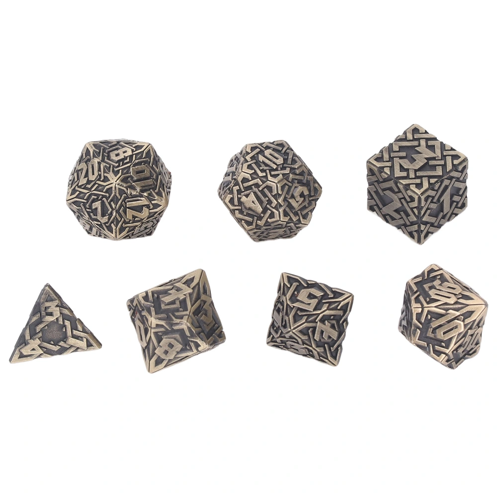 Solid Dices Toy Metal Polyhedron Clear Number Role Playing Rolling Dice Toy Set for Tabletop Barrel Plated Bronze