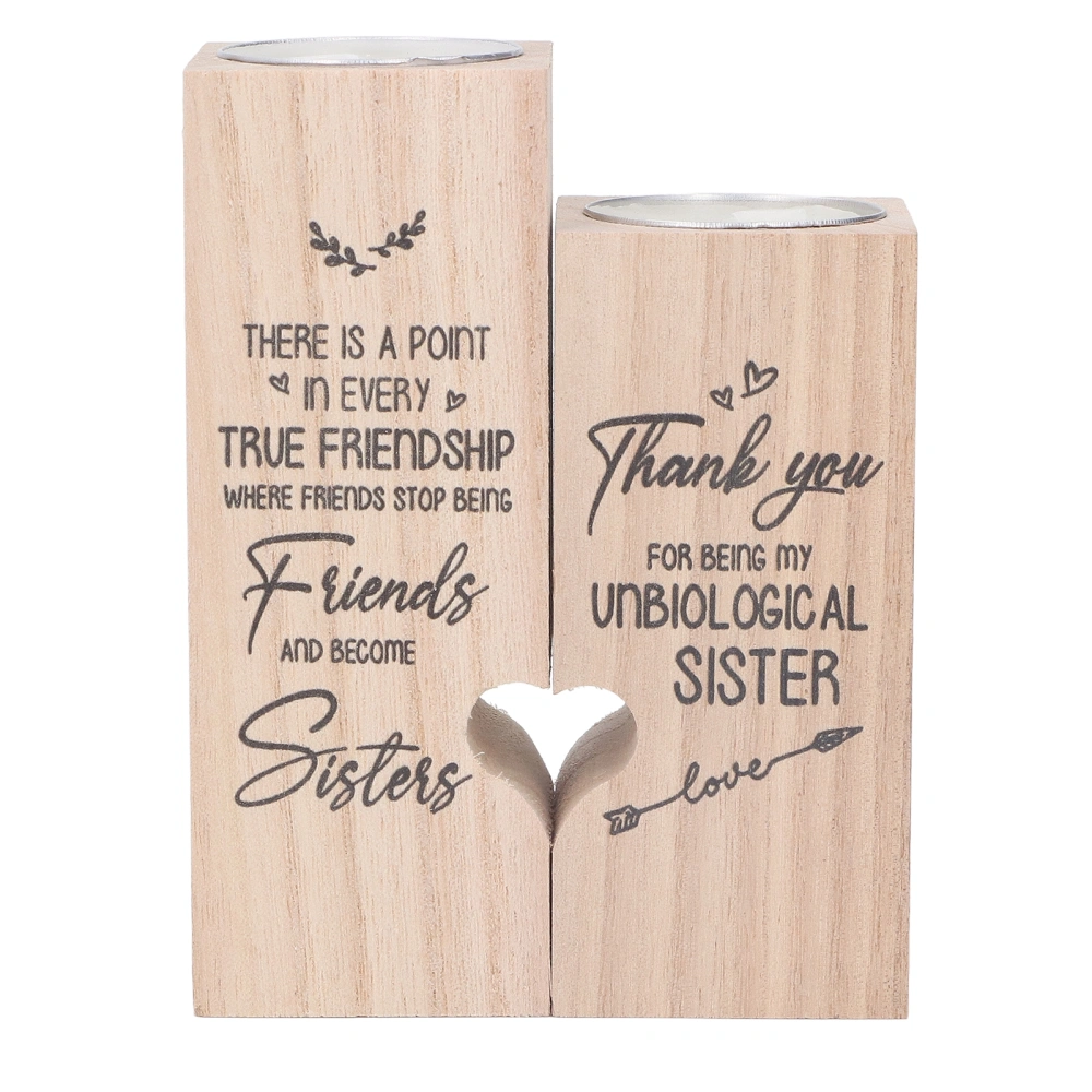 2pcs Heart Candlestick Wood Quotation Engraved Crafted Heart Candle Holder for Home Decoration A03