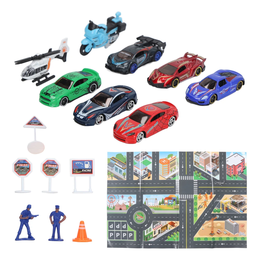 8pcs Die Cast Car Sets Alloy Educational Pull Back Lightweight Portable Racing Car Toy Set for Kids