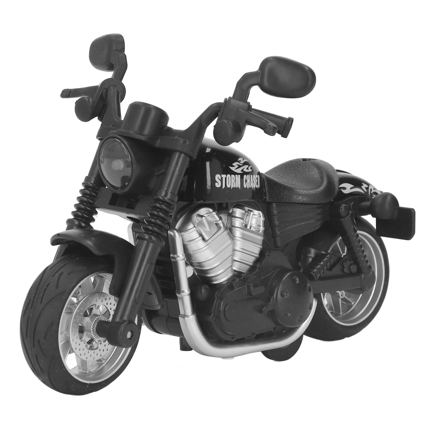 1:16 Scale Alloy Motorcycle Toy Sound Light Improve Hand Eye Coordination Pull Back Motorcycle Model for Kids Black