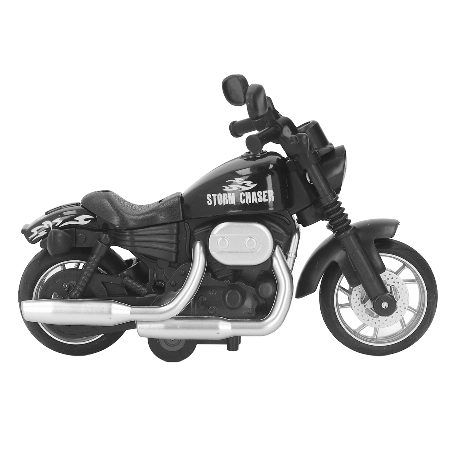 1:16 Scale Alloy Motorcycle Toy Sound Light Improve Hand Eye Coordination Pull Back Motorcycle Model for Kids Black