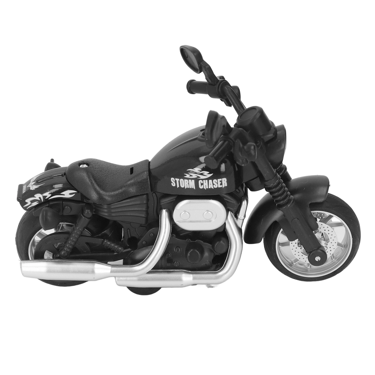 1:16 Scale Alloy Motorcycle Toy Sound Light Improve Hand Eye Coordination Pull Back Motorcycle Model for Kids Black