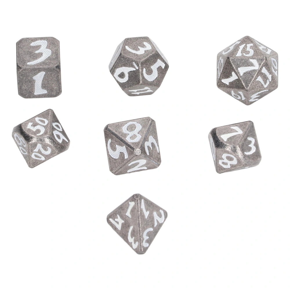 7pcs Luminous Metal Dice Adult Portable Desktop Exquisite Polyhedral Dice Props for Role Playing Game