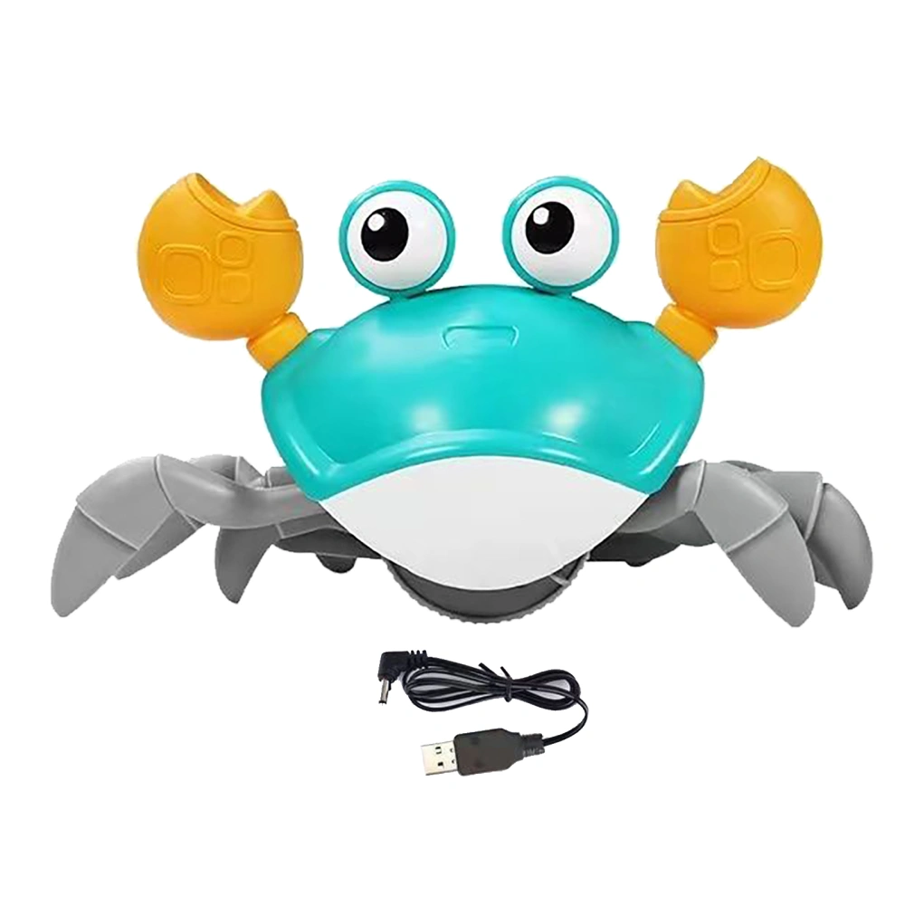 Crawling Crab Baby Toy Gifts Automatically Avoid Obstacles LED Light Music Rechargeable Interactive Toy Blue