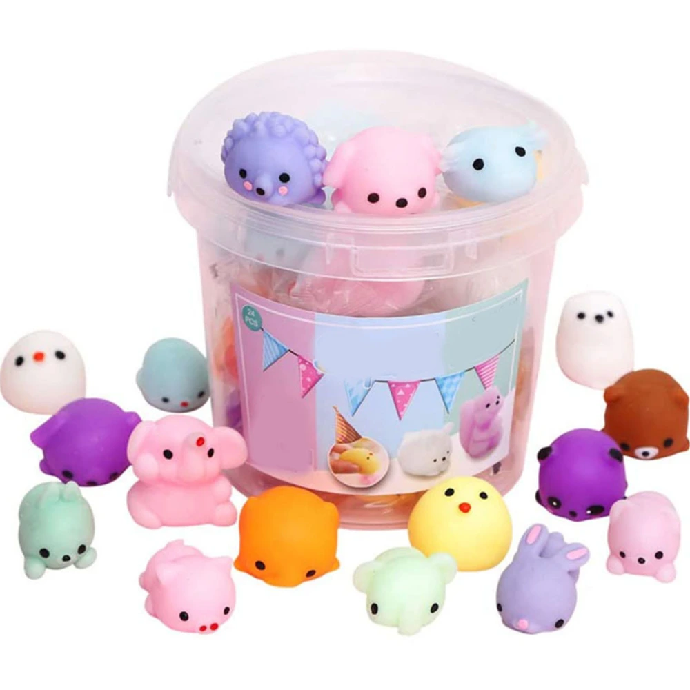 24pcs Animal Squishy Toy Soft Decompression Cute Colorful Squishy Animal Sensory Toy for Stress Relief