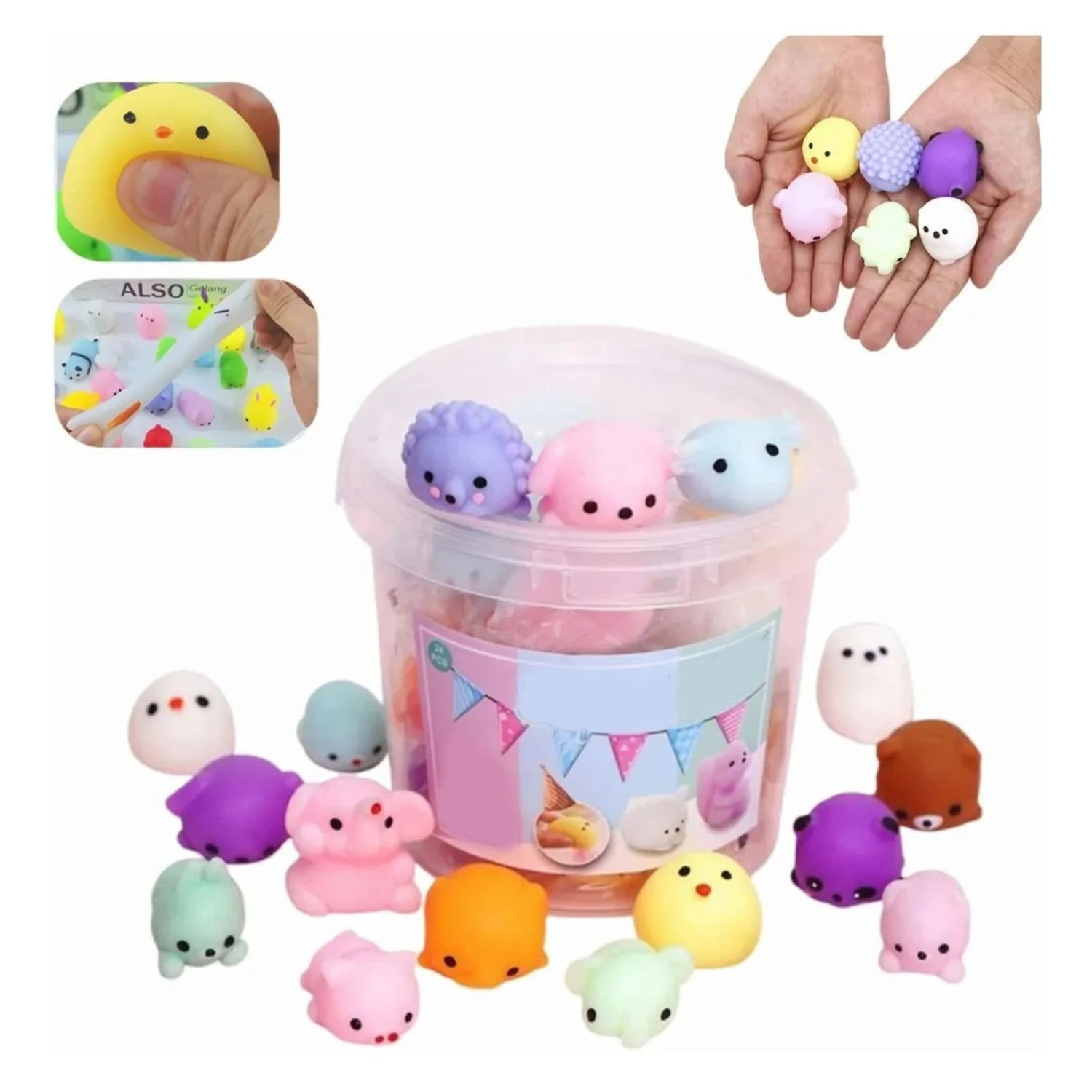 24pcs Animal Squishy Toy Soft Decompression Cute Colorful Squishy Animal Sensory Toy for Stress Relief