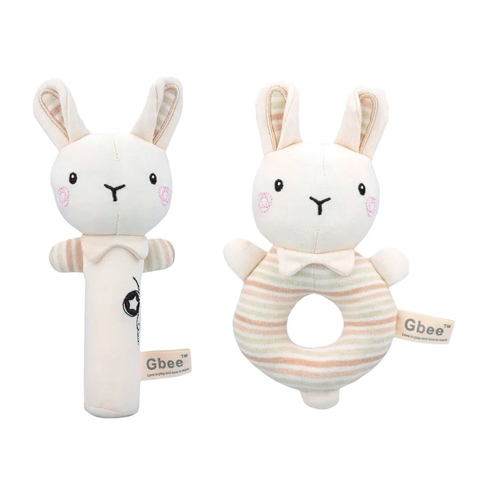 Baby Soft Rattle Toys Animal Shapes Soft Hand Rattles Plush Toys Baby Early Education Soothing Toys Rabbit