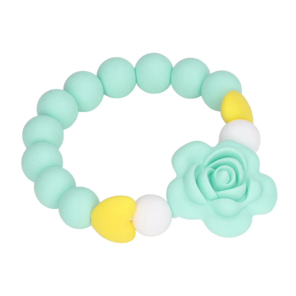 Teething Bracelet Silicone Safe Wear Resistant Flower Shape Design DIY Infant Teething Toy Mint Green