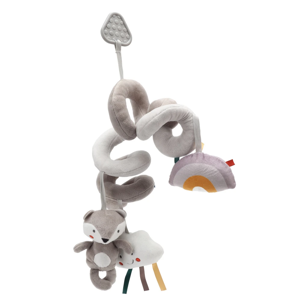 Baby Spiral Plush Toys Grey BPA Free Educational Interactive Hanging Stroller Car Seat Toy Fox Clouds