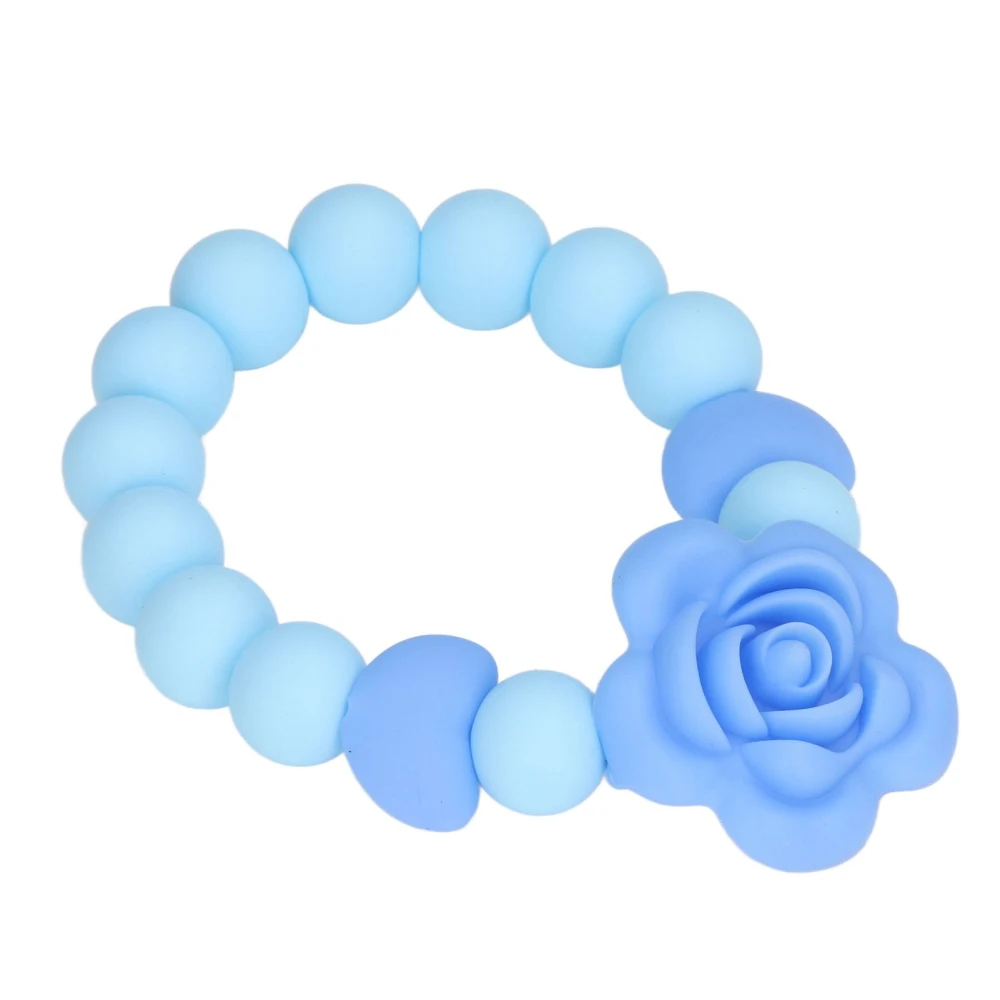 Teething Bracelet Silicone Safe Wear Resistant Flower Shape Design DIY Infant Teething Toy Blue