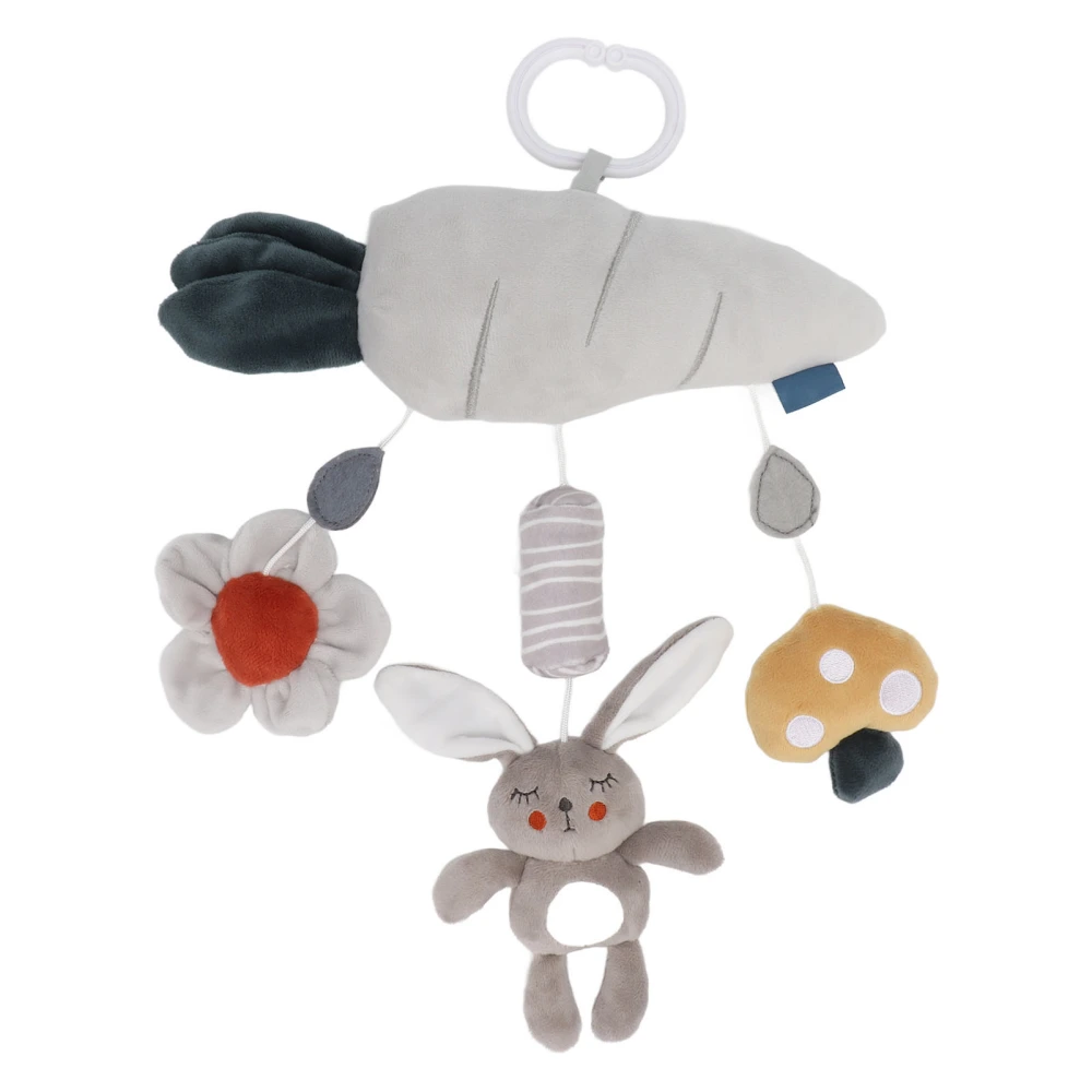 Stroller Rattle Hanging Toy Cute Animal Shape Soft Plush Squeaky Baby Hanging Toys for Stroller Bed Grey Rabbit and Carrot