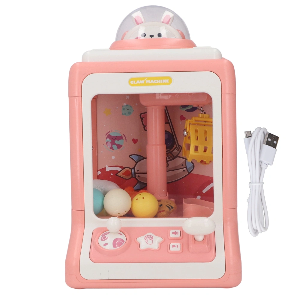 Doll Machine Toy Electronic Light Music Bunny Space Pattern Mini Claw Machine for Children Pink