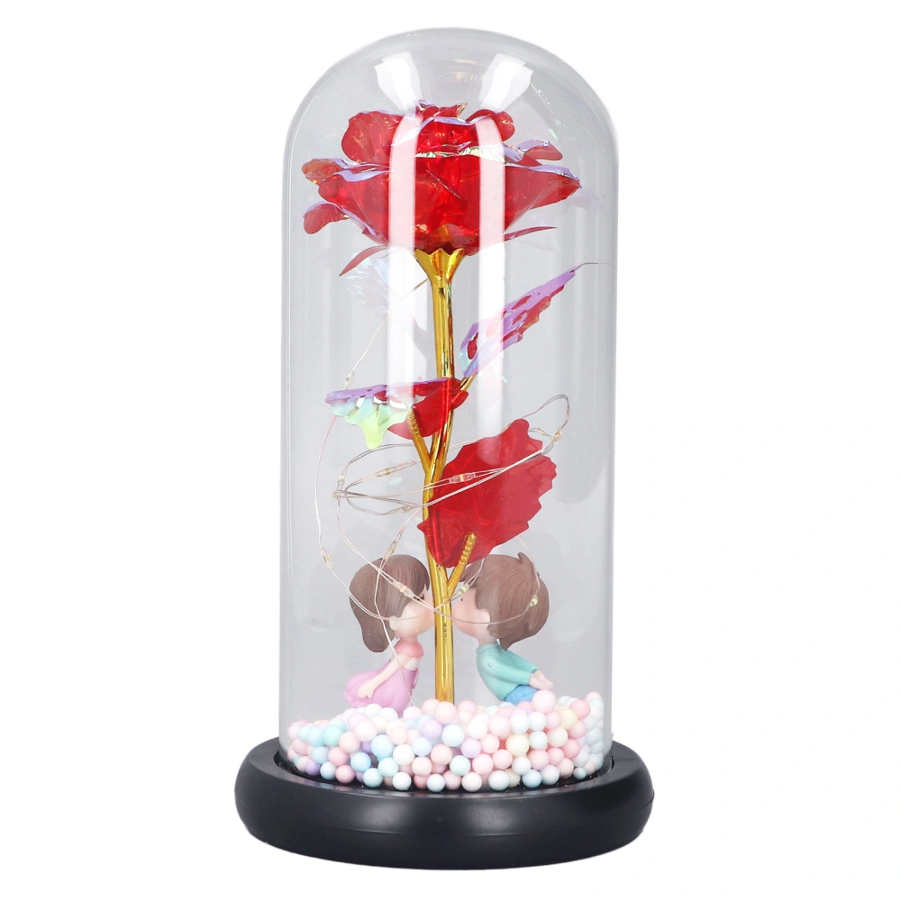 Light Up Artificial Christmas Flower Rose Gift LED Romantic Home Decorations Flower Glass Dome for Valentine Day