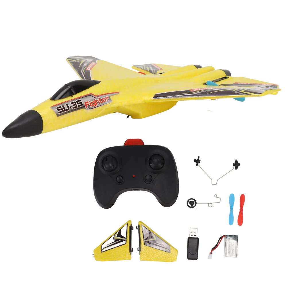 RC Aircraft Model Easy Assembly 100m Flying Height Collision Prevention Remote Control Plane Toy Yellow