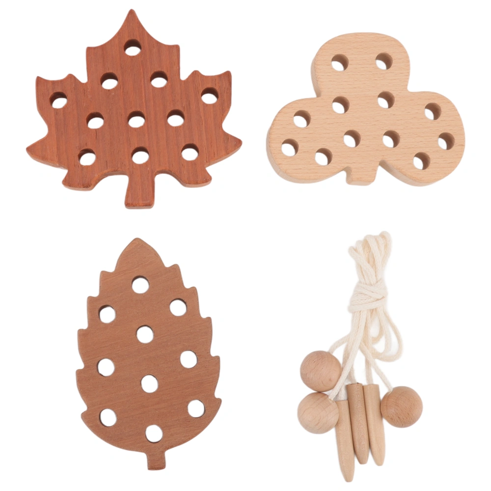 Threading Leaves Toys Set Wooden Thickened Recognition Educational Threading Game Toys Kit