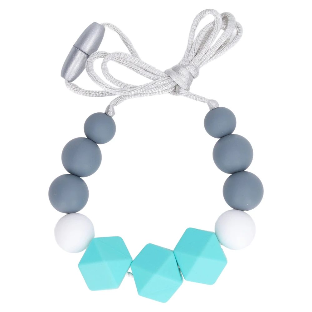 Baby Nursing Necklace Food Grade Medium Hardness Round Hexagonal Beads Easy Cleaning Portable Teething Toys Green