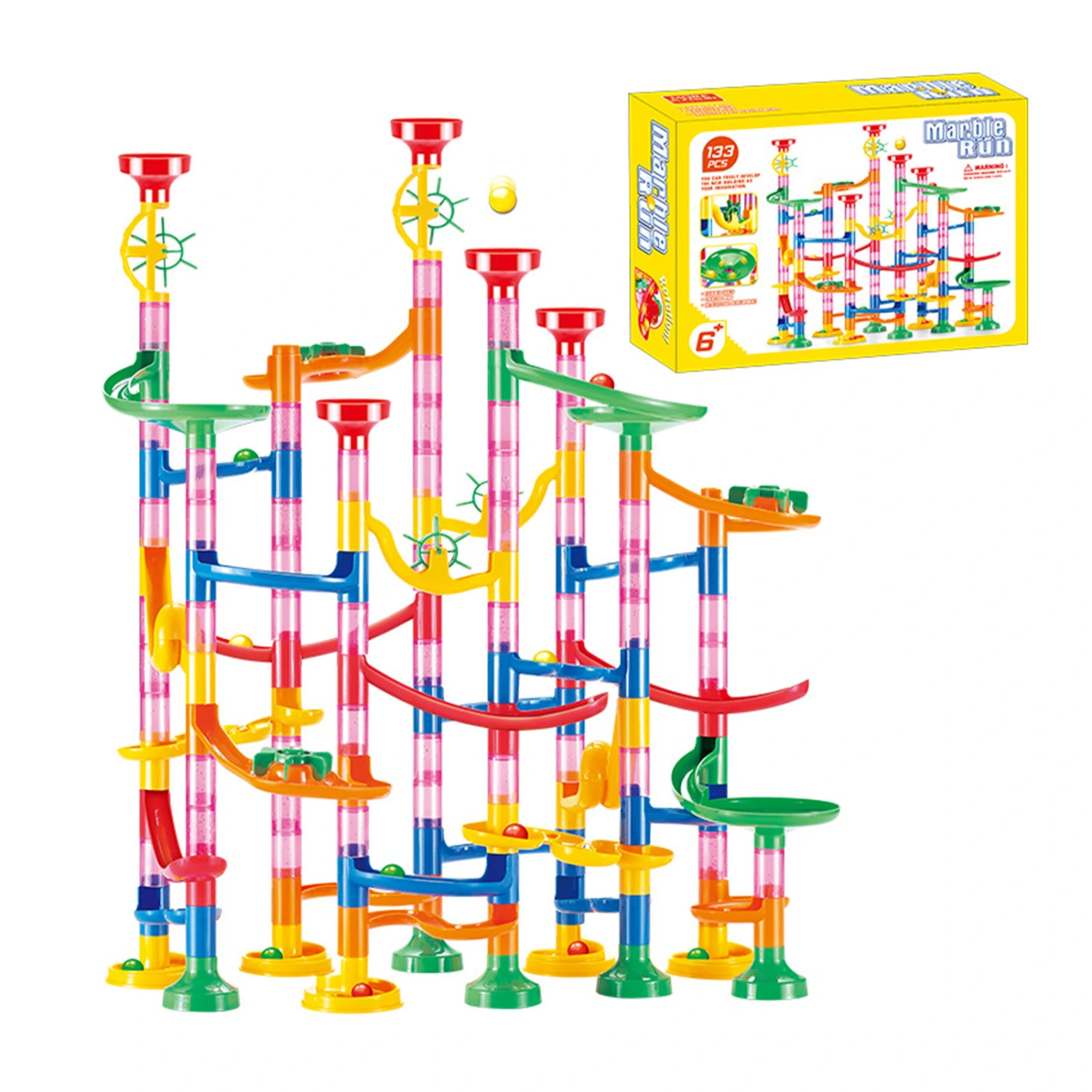 Marble Run Building Blocks Three Dimensional DIY Race Track Marble Toy Construction Building Blocks Toys