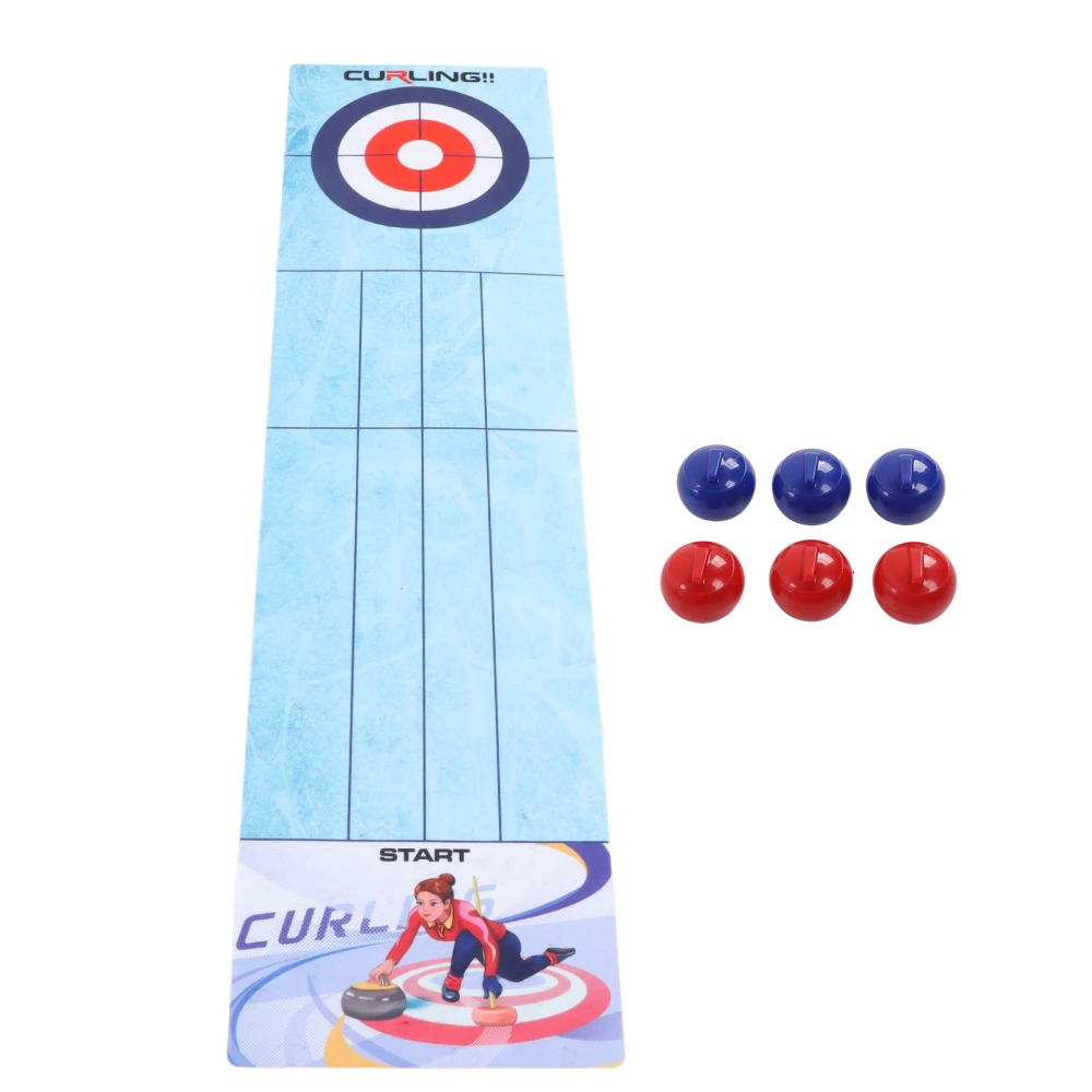 Tabletop Curling Game Roll Up Interactive Educational Competitive Portable Curling Board Family Game