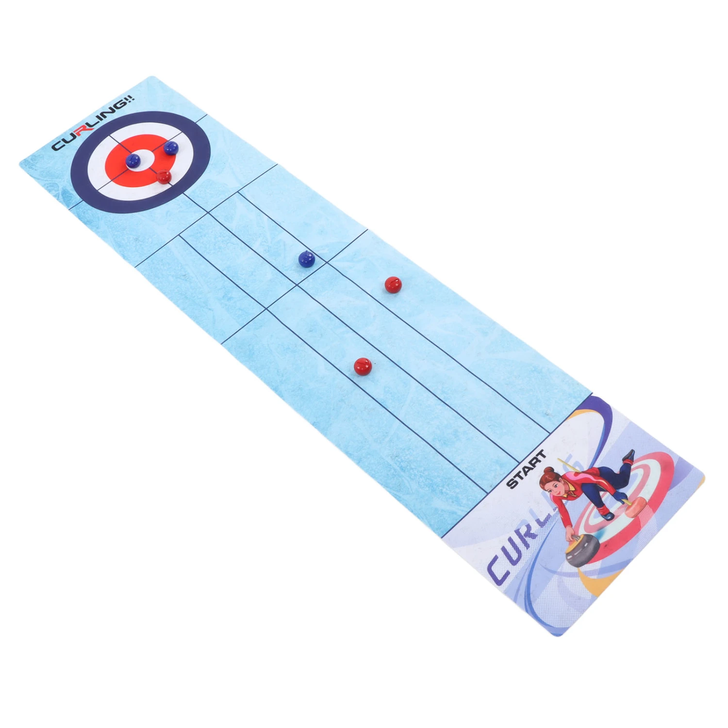 Tabletop Curling Game Roll Up Interactive Educational Competitive Portable Curling Board Family Game