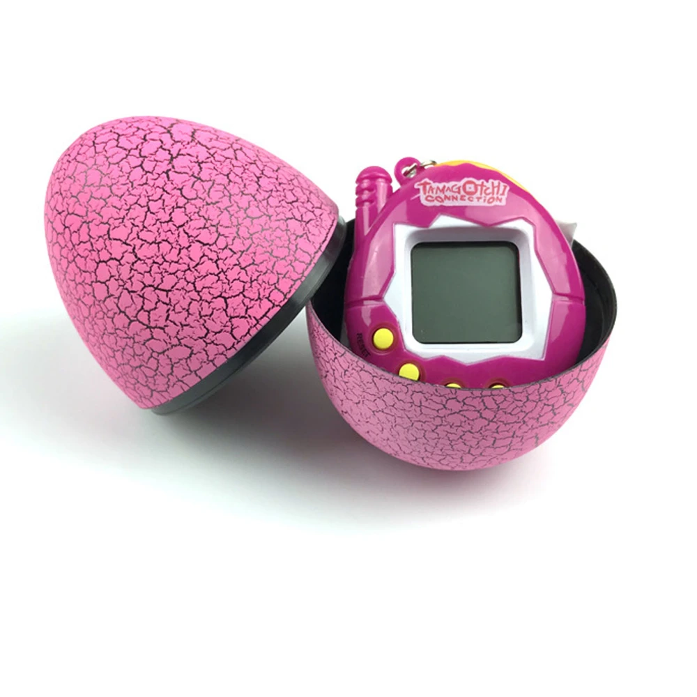 Electronic Pet Children Portable Funny Virtual Digital Pet Game Machine with Egg Shaped Case Pink