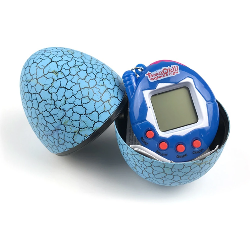 Electronic Pet Children Portable Funny Virtual Digital Pet Game Machine with Egg Shaped Case Blue