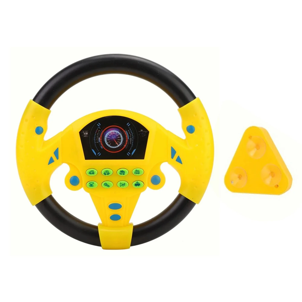 Simulated Driving Steering Wheel Toy Baby Funny Steering Wheel Educational Toy Black and Yellow