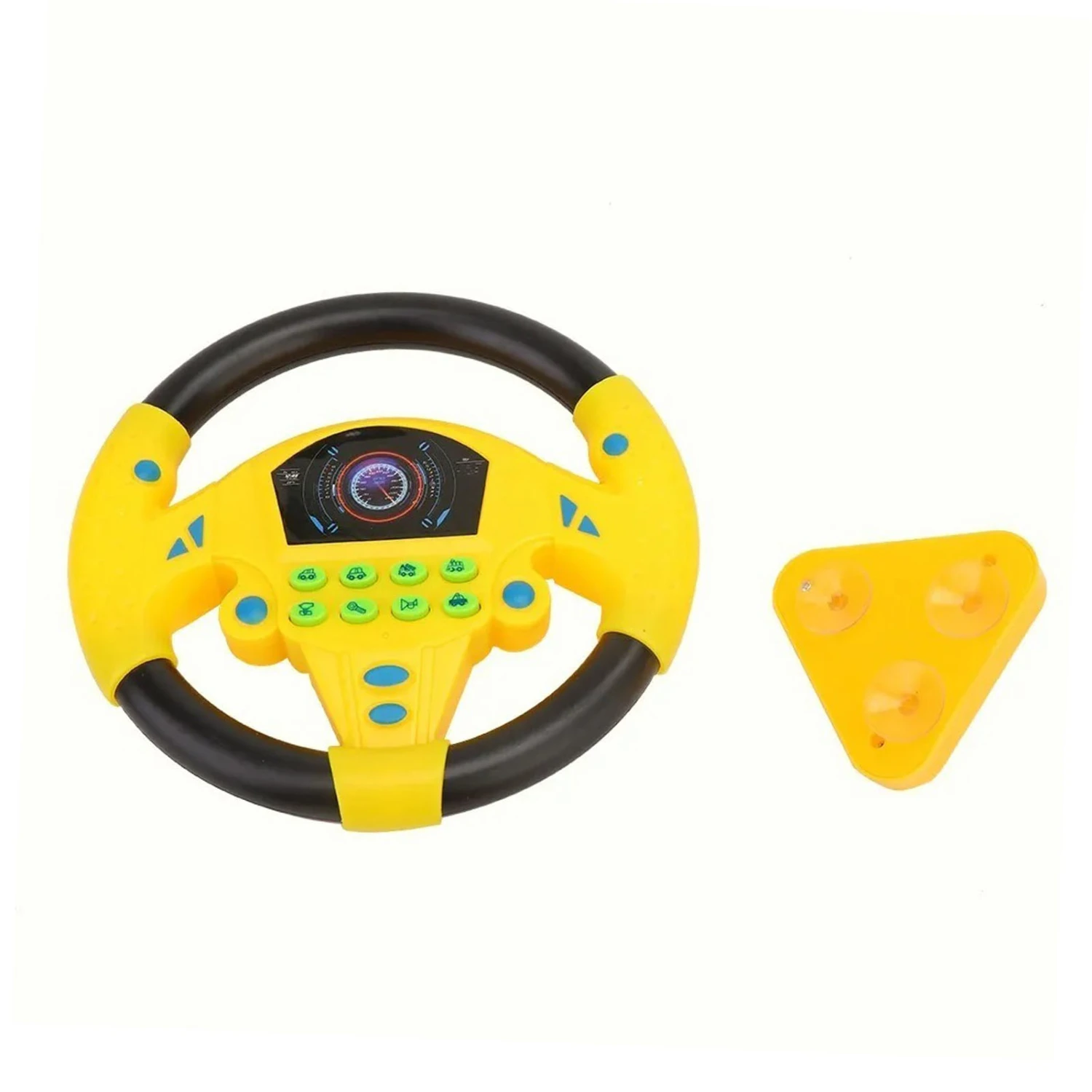 Simulated Driving Steering Wheel Toy Baby Funny Steering Wheel Educational Toy Black and Yellow