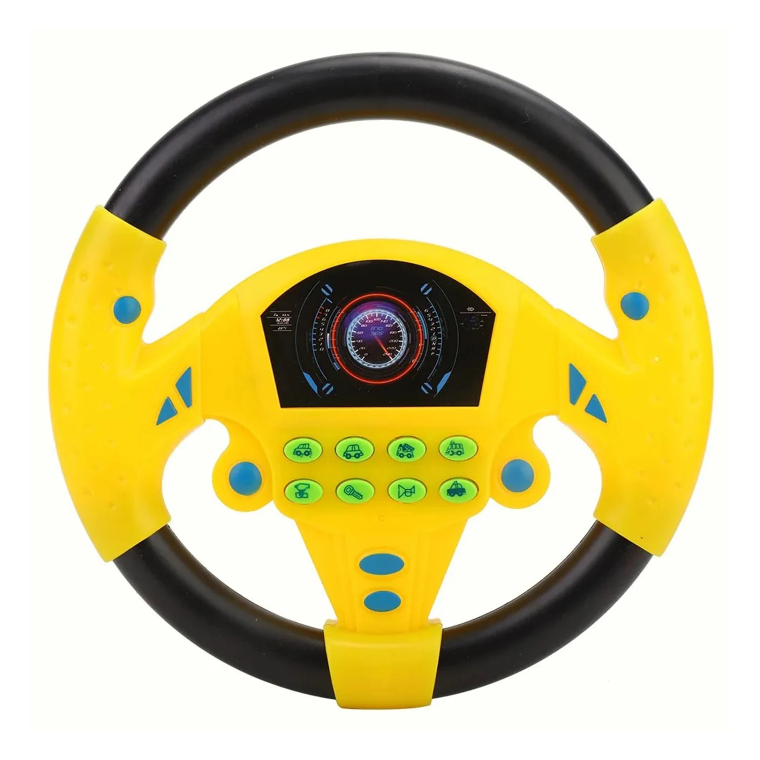 Simulated Driving Steering Wheel Toy Baby Funny Steering Wheel Educational Toy Black and Yellow