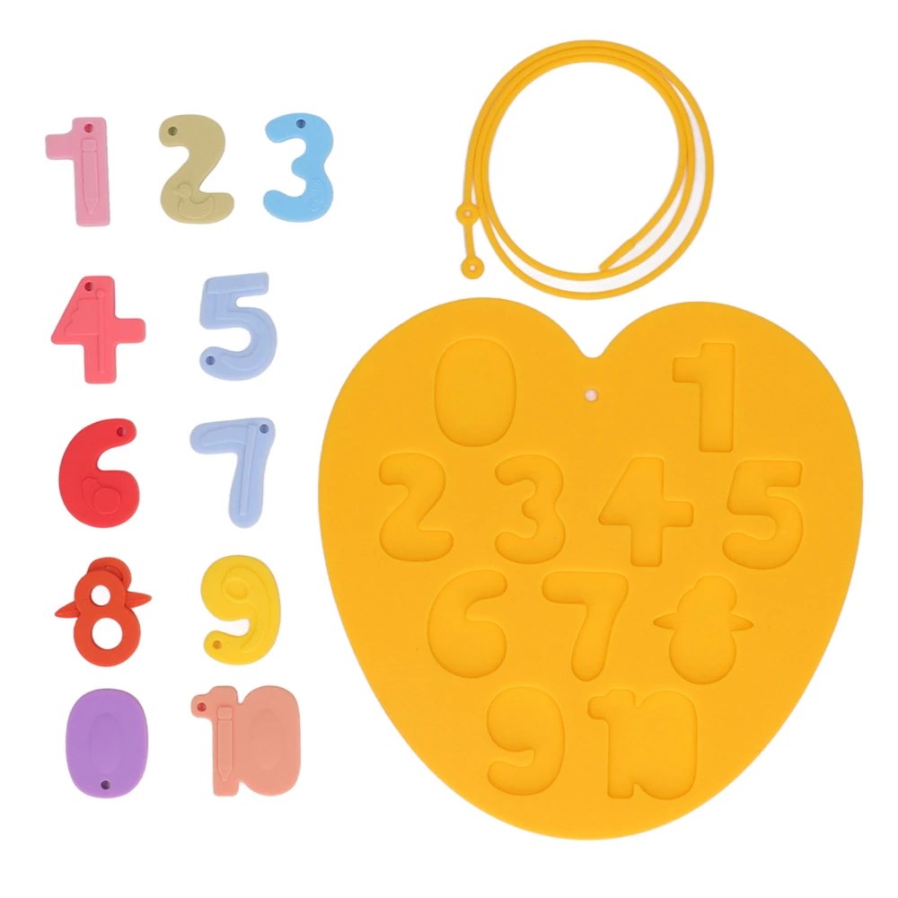 Kids Number Puzzle Board Silicone Educational Early Learning Improve Cognitive Motor Skill Development Puzzle Toys Sunny Yellow