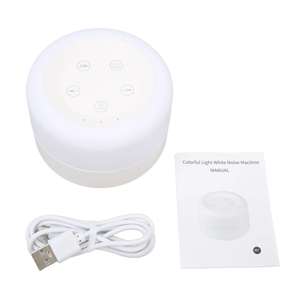 White Noise Machine Night Light Function USB Rechargeable 10 Natural Sounds 2 Lullabies Music Sleep Aid Machine for Home