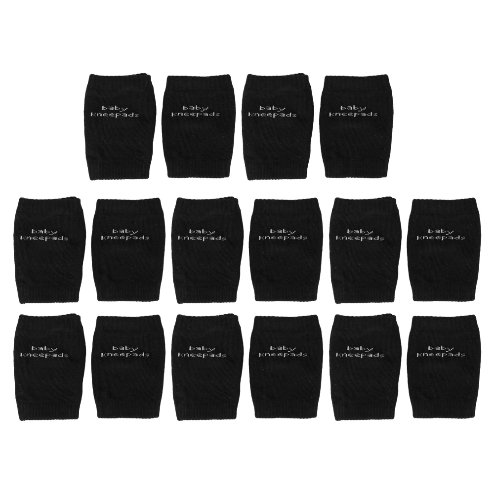 8 Pairs Crawling Baby Knee Pads Unisex Soft Cotton Safety Adjustable Toddler Knee Protector Black